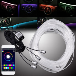 Banda LED auto, RGB, Control aplicatie, Compatibil cu iOS/Andorid, 12V, 6m, Multicolor