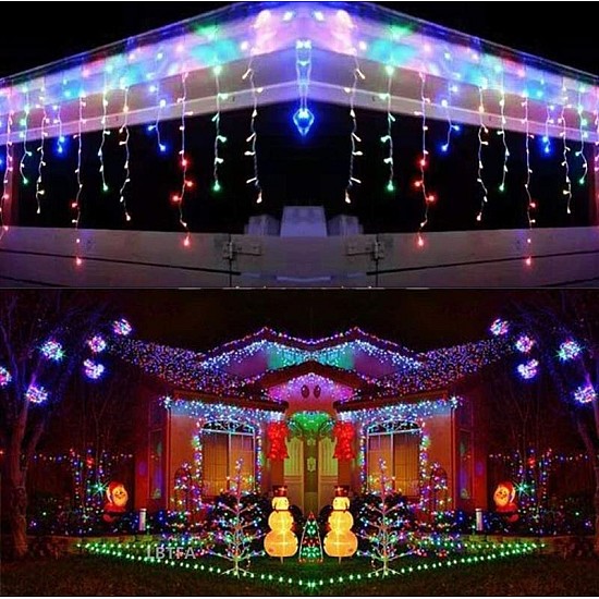 Instalație  Franjuri 24 m LED, diverse culori, pentru exterior rezistent