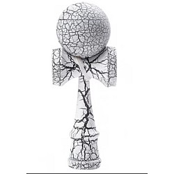 Kendama profesionala din lemn 18 cm culoare alb/negru