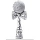 Kendama profesionala din lemn 18 cm culoare alb/negru