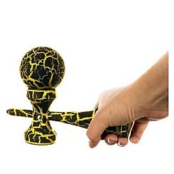 Kendama profesionala din lemn 18 cm culoare negru/galben