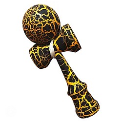 Kendama profesionala din lemn 18 cm culoare negru/galben