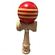 Kendama profesionala din lemn 18 cm, bila rosie cu dungi galben 