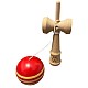 Kendama profesionala din lemn 18 cm, bila rosie cu dungi galben 
