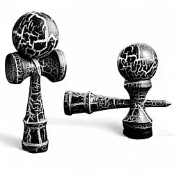 Kendama profesionala din lemn 18 cm culoare negru/alb