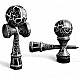 Kendama profesionala din lemn 18 cm culoare negru/alb