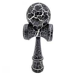 Kendama profesionala din lemn 18 cm culoare negru/alb