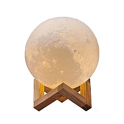 Moon Lamp 3D - lampa in forma de luna, lumina LED, stand lemn