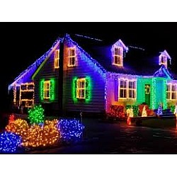 Instalație Franjuri 32 m, LED diverse culori, exterior rezistent, efecte luminoase