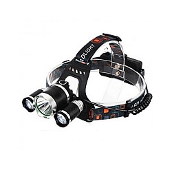 Lanterna frontala cu 3 leduri si 2 acumulatori, Led Cree 5W