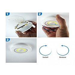 Set 3 lampi LED, fara fir, 3W, telecomanda, fixare orice suprafata