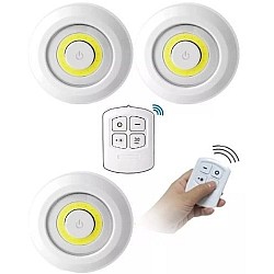 Set 3 lampi LED, fara fir, 3W, telecomanda, fixare orice suprafata