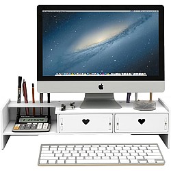 Suport pentru monitor sau laptop cu 2 sertare din pvc 