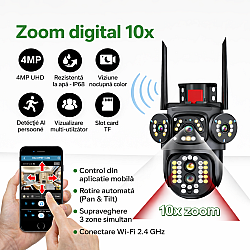 Camera de supraveghere 3 IN 1 M145 tripla 6K, 6MP, wireless, rotire automata, inteligent tracking