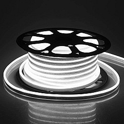Furtun luminos LED neon flexibil, tub, rola 100 m, lumina rece, 120 LED-uri/m, protectie umiditate IP65, instalatie, inclusiv transformator