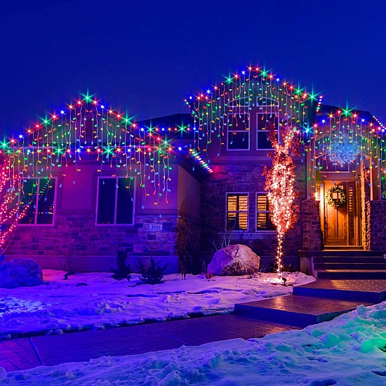 Instalație Perdea 9×1 m, LED diverse culori, exterior, efecte de lumină