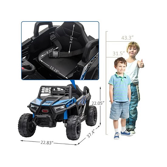 Masinuta electrica copii, model jeep,12 V cu telecomanda,lumini si muzica, Albastra 