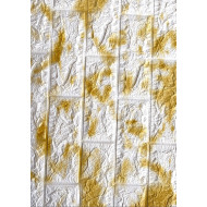 Set 10 buc tapet autoadeziv din spuma moale ,70x77 cm ,model caramida alba+galben