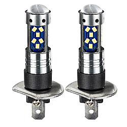 Set 2 becuri auto LED H1 cu lupa 60W 27 SMD 12V 6000K