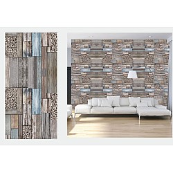 Set 10 Placi autoadezive tapet  lemn colorat
