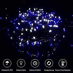 Instalație Liniară 75 m, 400 LED alb rece + albastru, exterior