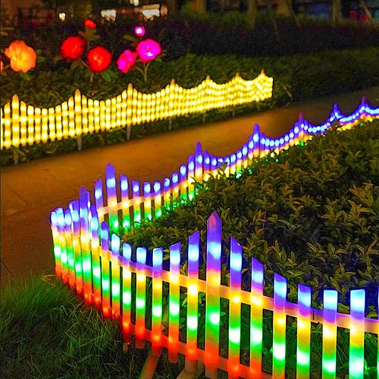 Gărduleț decorativ LED pentru exterior, interconectabil, 3 m, 160 LED-uri, multicolor
