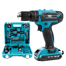 Autofiletanta cu Percutie 24V, Trusa 30 Accesorii, 2 Acumulatori Li-Ion