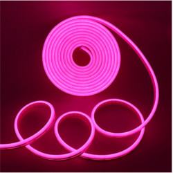 Banda LED Neon Roz 12V, 5m cu Sursa de Alimentare Inclusa