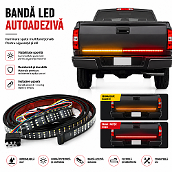 Banda LED Autoadeziva Rosu Galben Alb 1.5M 12V pentru Masina