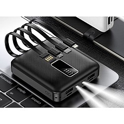 Baterie Externa 12.000 mAh cu Lanterna si Cabluri de Incarcare Incorporate Q-CD227