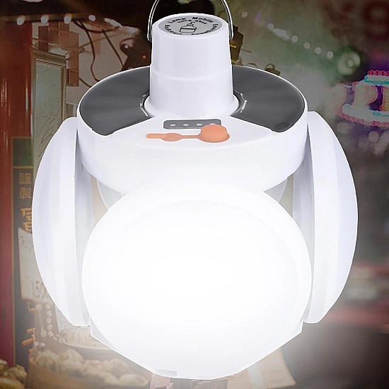 Bec LED solar cu incarcare si 4 brate pliabile