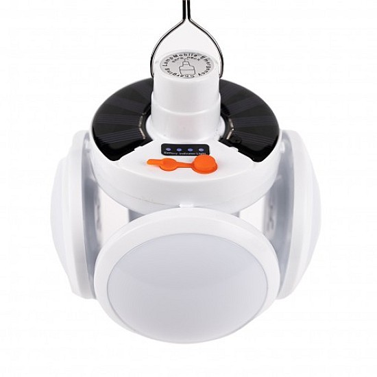 Bec LED solar cu incarcare si 4 brate pliabile