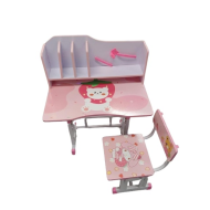 Birou copii cu scaun Reglabil suport carte si raft de caiete Roz cu Alb