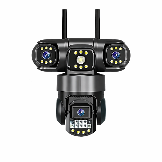 Camera de supraveghere WiFi Ultra HD Zoom 10X, 3 lentile, 12MP, 8K PTZ inteligent, Night Vision Color, card 32GB cadou