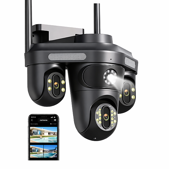 Camera de supraveghere 16MP cu 4 lentile, senzor de miscare, alarma si alerte pe telefon