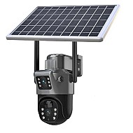 Camera de supraveghere cu panou solar,4G slot sim ,senzor de miscare,lentile duble,4K HD 8MP
