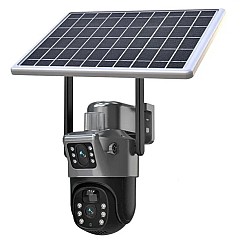 Camera de supraveghere cu panou solar,4G slot sim ,senzor de miscare,lentile duble,4K HD 8MP