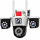 Camera de supraveghere WiFi tripla 8MP 4K cu 3 lentile, vedere nocturna LED si detectie miscare – model ALB