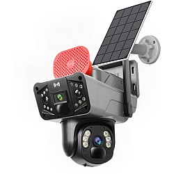 Camera de Supraveghere Dubla cu Panou Solar si 4G SIM, 3+3MP Full HD, 355°, Tracking si Alarma