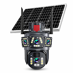 Camera de Supraveghere 4G Panoramica cu panou solar, doua lentile Full HD, PTZ, zoom 10X, Night Vision