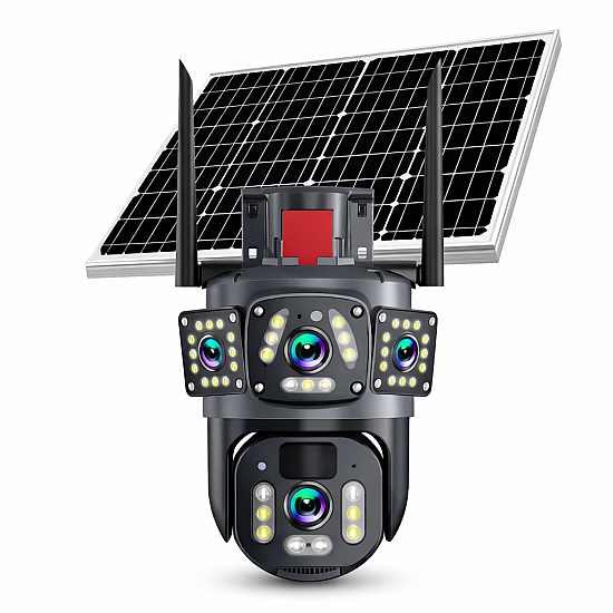 Camera de Supraveghere 4G Panoramica cu panou solar, doua lentile Full HD, PTZ, zoom 10X, Night Vision