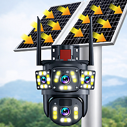 Camera de Supraveghere 4G Panoramica cu panou solar, doua lentile Full HD, PTZ, zoom 10X, Night Vision