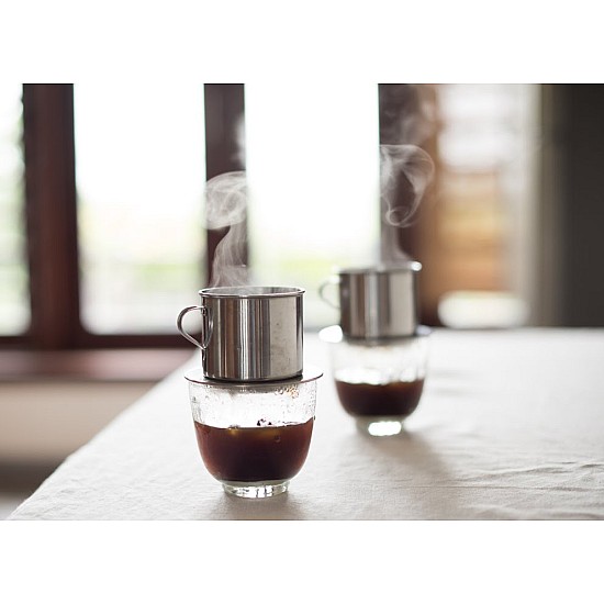 Set 2 cani  filtru pentru cafea vietnameza din otel inoxidabil 