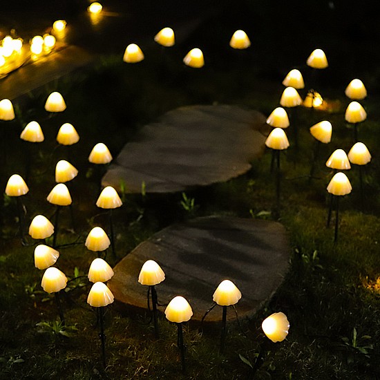 Decoratiune luminoasa cu incarcare solara 30 led in forma de ciuperca