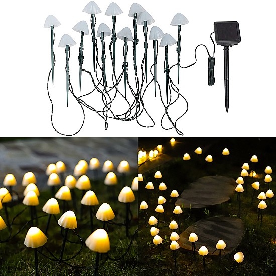 Decoratiune luminoasa cu incarcare solara 30 led in forma de ciuperca