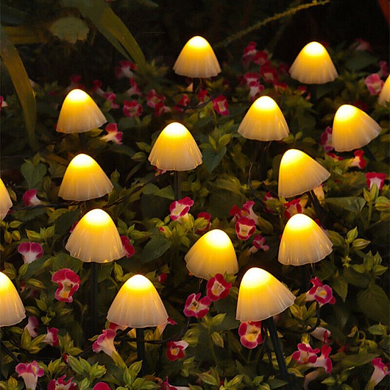 Decoratiune luminoasa cu incarcare solara 30 led in forma de ciuperca