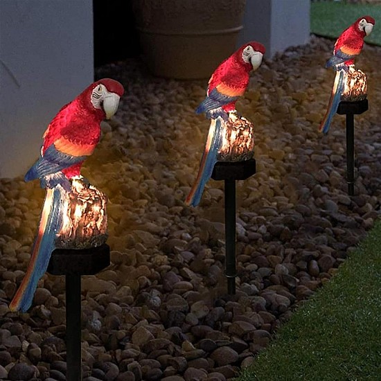 Set 2 decoratiuni solare in forma de Papagal Ara
