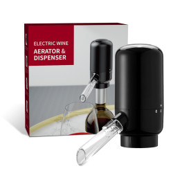 Dozator Electric de Vin, cu Aerator si Dispenser Automat, Decantare Vin, Iluminare LED, Buton ON/OFF, Alimentare pe Baterii, Tub 30 cm, 10.5 x 5 cm
