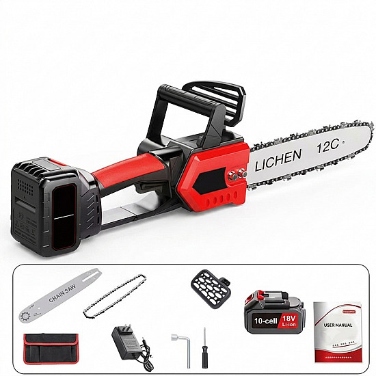 Drujba Electrica cu Lama de 12 inch si 2 Acumulatori de 48V pentru Gradina si Gospodarie