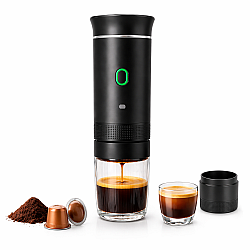 Espressor portabil 3 in 1 cu acumulator, USB-C, 20 bar, 60 ml, compatibil Nespresso, Dolce Gusto si cafea macinata